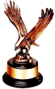 1295/XL Fully Modeled Eagle Trophy - Black Lacquer Base.  Click pic for larger image.