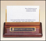 542 Rosewood piano-finish business card holder with brass accent