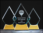 G2619 Flame Series Glass Award with gold mirror base