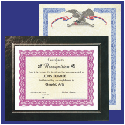 Click to view stock & custom certificate info and certificate accessories.