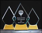 G2619 Flame Series Glass Award with gold mirror base