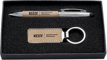 PKC6427 Taupe Leather Gift Set Pen and Key Ring