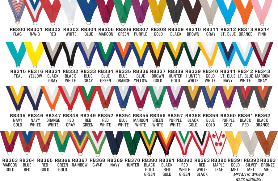 NECK RIBBON WITH CLASP ASSORTED COLORS FOR MEDALS APPROX 32" V 