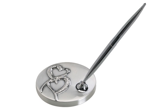 WED009 Wedding Hearts Pen Stand w/Pen