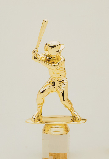 Female Baseball/Softball Player Up To Swing Gold Plastic Trophy Topper 